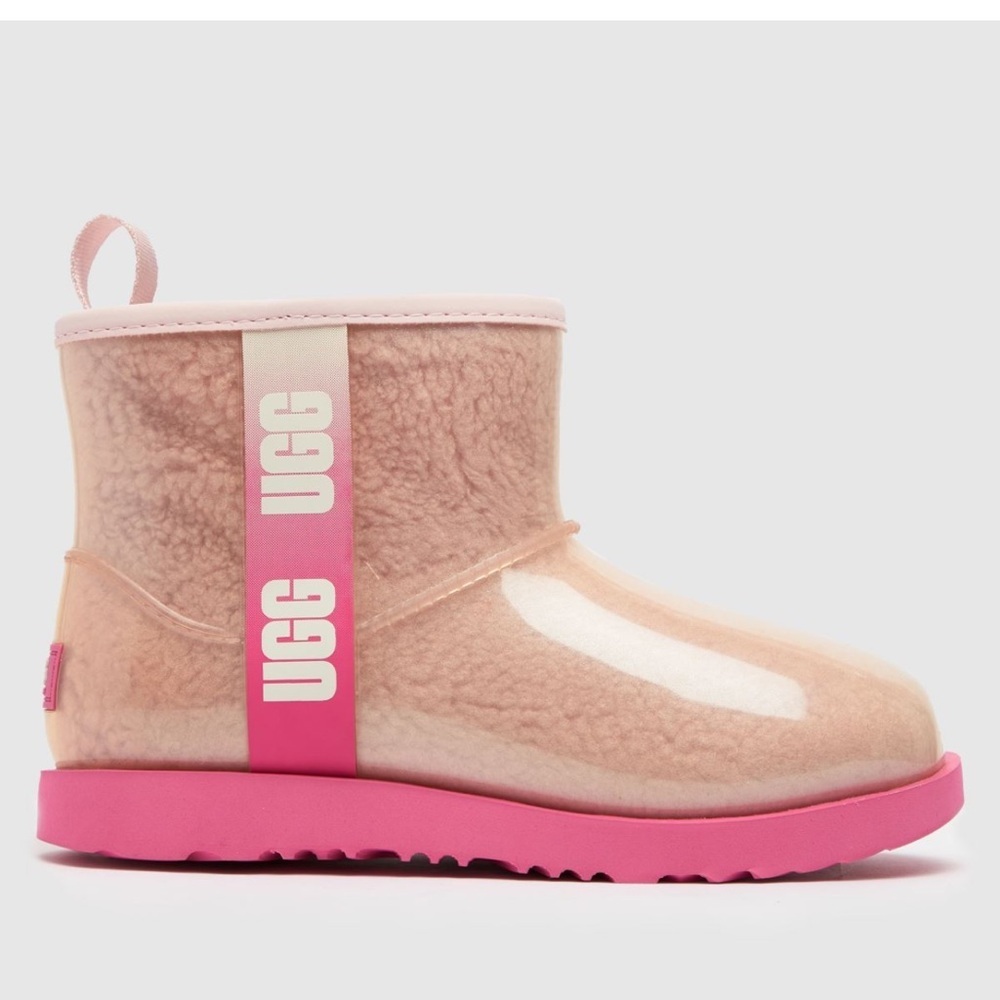 UGG Kids Classic Clear Mini Il boots Waterproof Snow Shoes Pink Combo Size 4